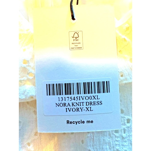 Reformation Nora Knit Dress Ivory Eyelet Ruffle Mini NWT Size XL - Picture 7 of 7